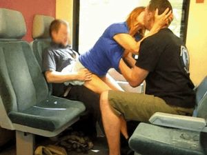 Red head fucks stranger on train