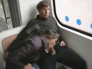 Teen sucks off stranger on train