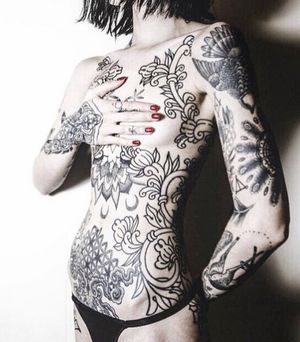 Tattooed skinny body