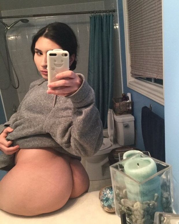 Selfie of big bathroom booty