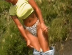 leopard striped bikini bottoms