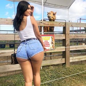 Mia Francis in tight jeans booty shorts