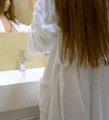 Robe down long hair and nice Ass