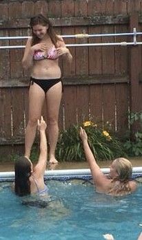 Two teens want to get wet with their friend