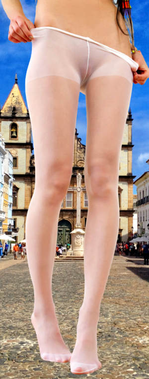 very sexy babe only in pantyhose in public on nature