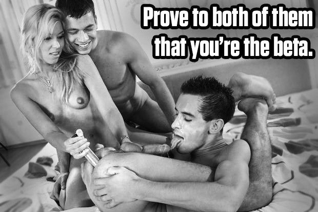 Show him you're not a threat. Show her that he's the only man in this relationship.