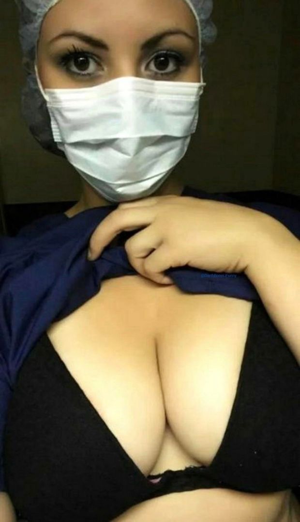 Busty nurse in bra