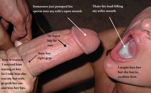 cuckold must kiss the mouth full of cum of his wife