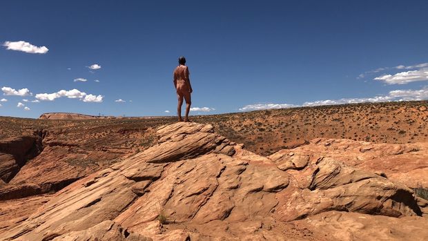 nude male in desert