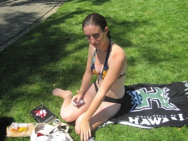 Sexy brunette teen in a bikini