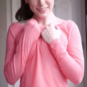 Showing off her pokies - gif