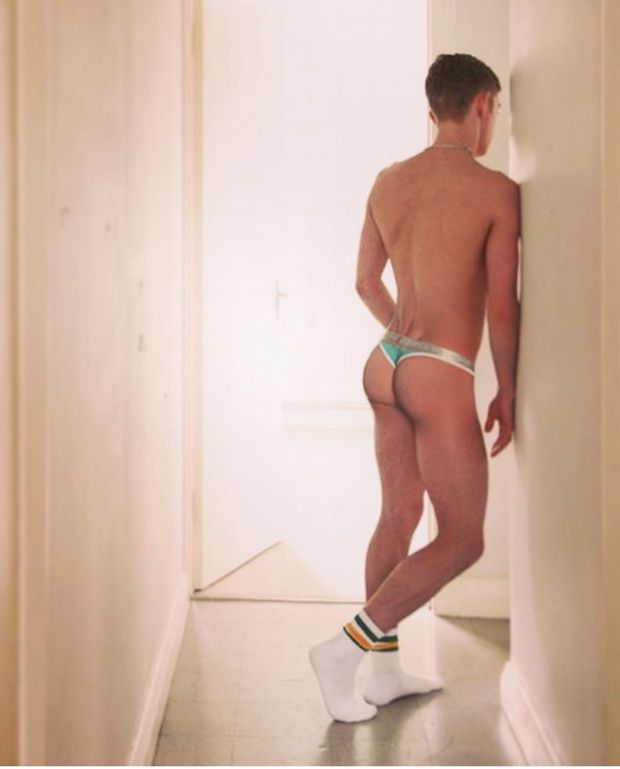 Gay sissy in thong