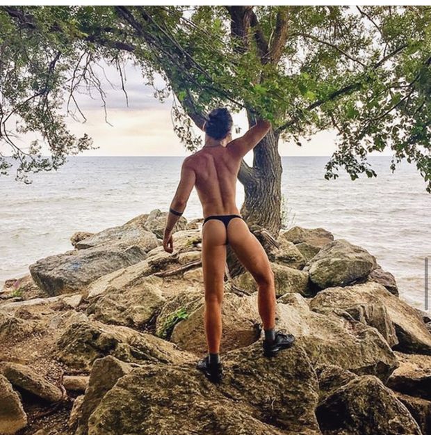 Sexy fit ass outside in thong