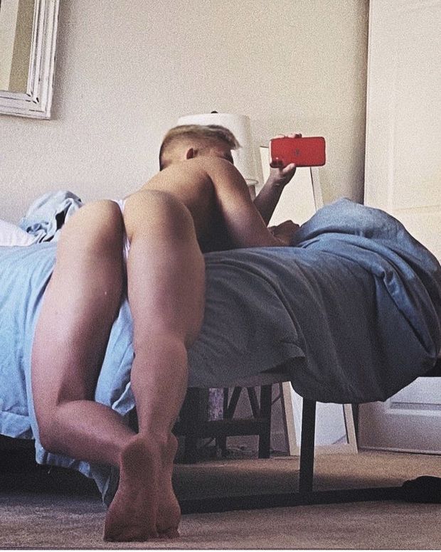 Sexy gay ass bent over in thong