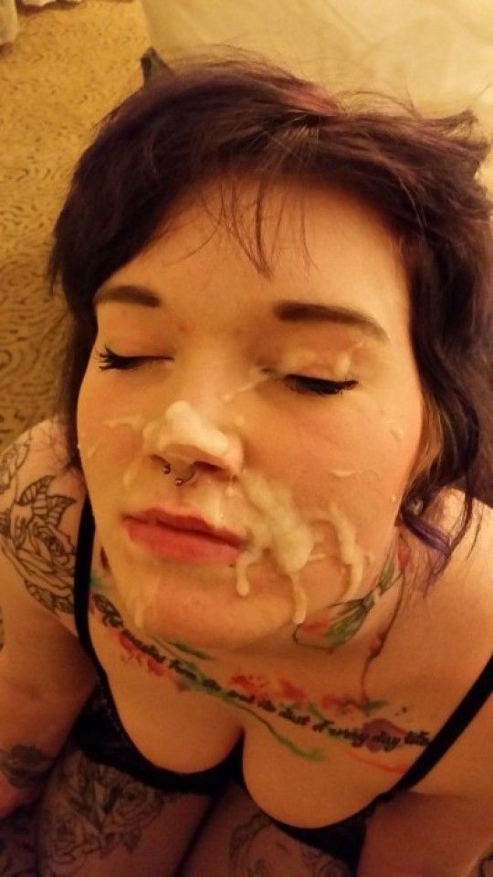 Laura gets her face covered in cum