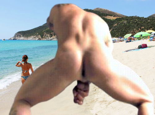 perfect man with beautiful body & ass naked very sexy jerking in public on the beach