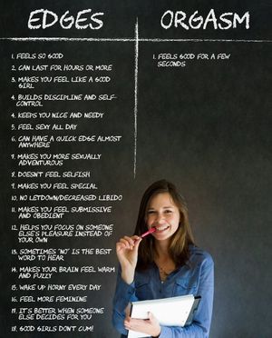 Good women don't cum. Good women edge constantly