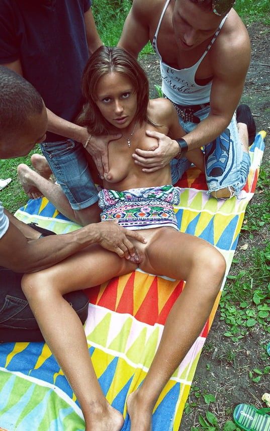 She is being enjoyed at the back yard party.