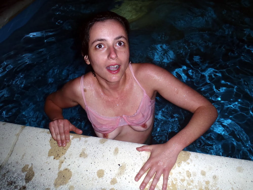 The pool monster stirikes! double boob slip