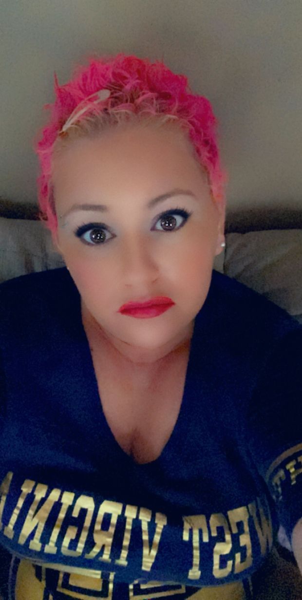 Me with bright pink hair!