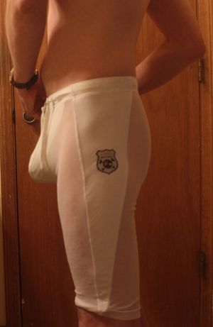 My big jock cock bulging in my compression shorts today