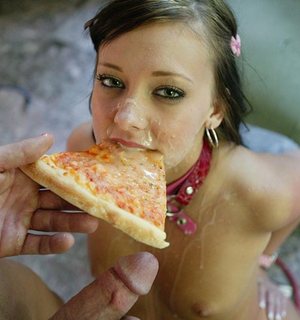 Cumming On Her Pizza