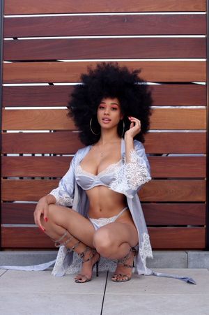 Stormi Maya in her bra and panties