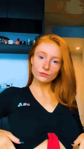 Redhead flashing tits