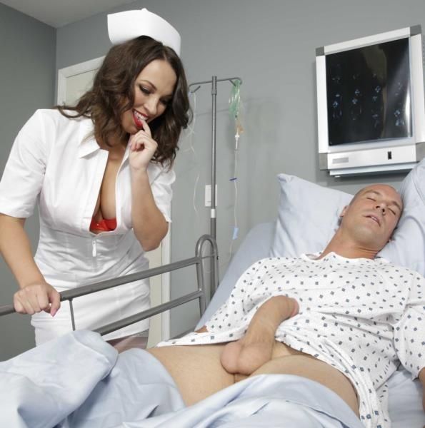 Nurse checks out a coma patients hard cock and big balls