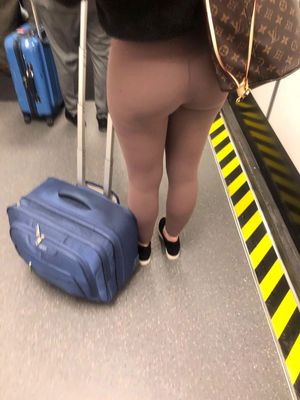 Candid airport ass