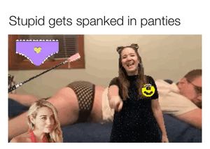 Stupid gets spanked in panties