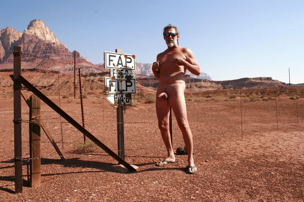 mature male fapping outdoors in the desert