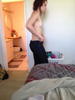 Petite teen wife changing topless