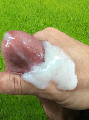 man jerk-off beautiful cock & cum in public on nature