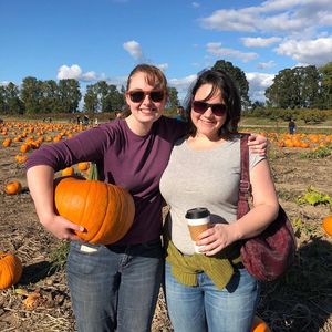 Busty brunette teen with friend