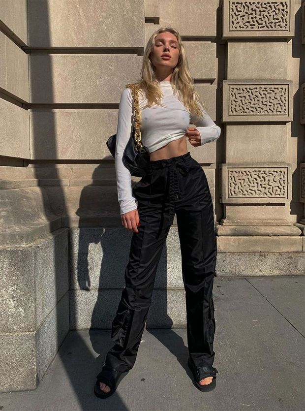Elsa Hosk in a Totally See Through White Top