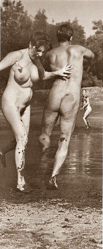 frolicking in nudist-camp