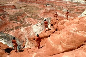 nude male displaying ass outdoors