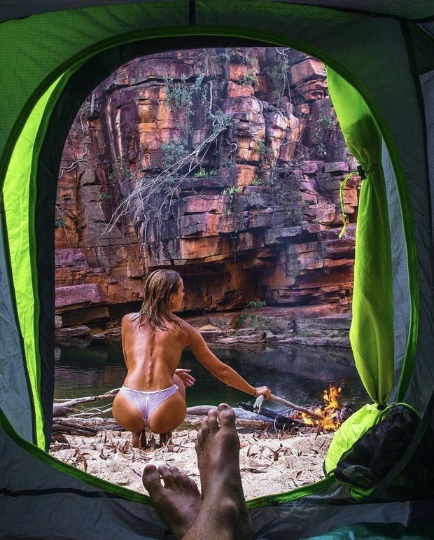 Cute ass outside while camping