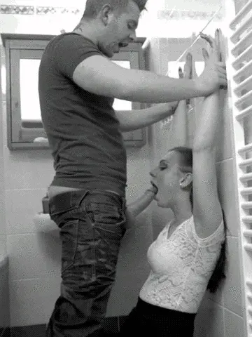 Against the wall as I slide my cock into your mouth