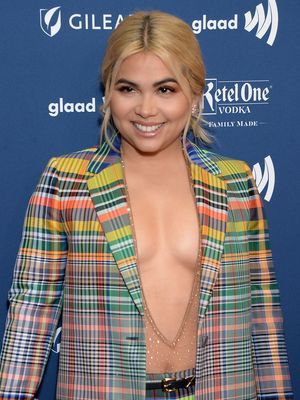 Hayley Kiyoko braless at 30th Annual GLAAD Media Awards