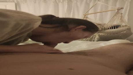 Amazing blowjob with finish in her mouth