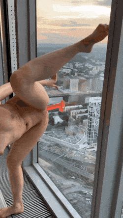 Fucking Her Suction Dildo For the World To See