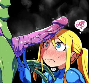 Samus faces giant cock