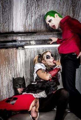 Batman and joker doing harley quinn