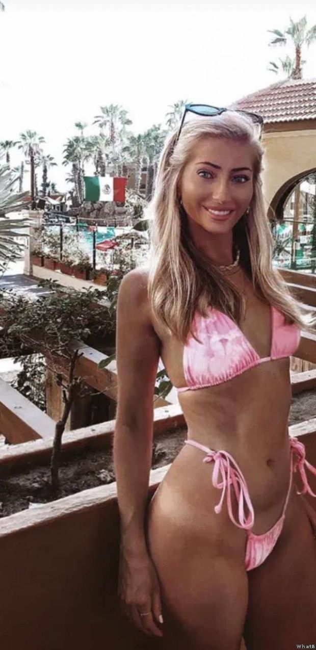 Sexy blonde posing in public