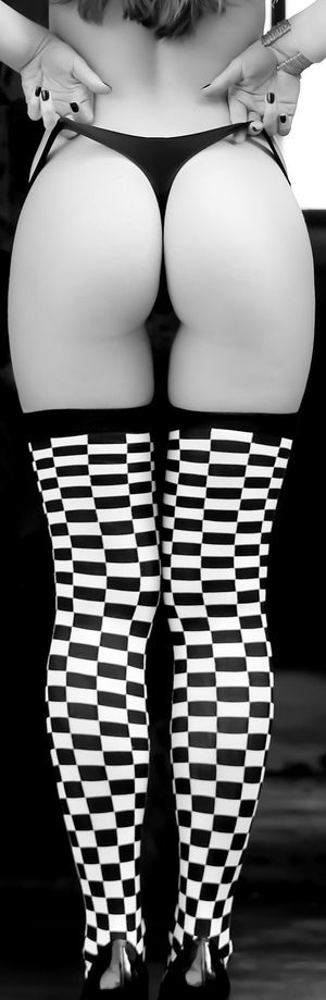 Black and white thigh high gap