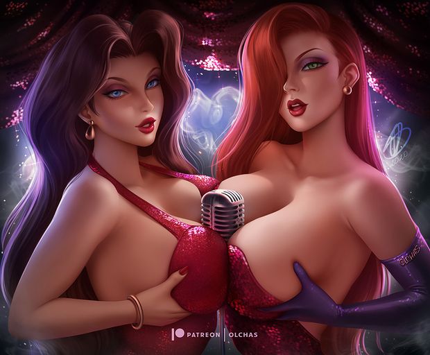 Jessica Rabbit and Pauline inviting you to a private show (artist: olchas)