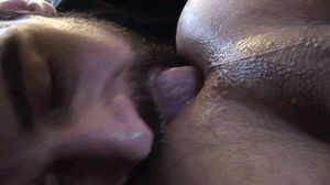 Licking his friend's ass really good