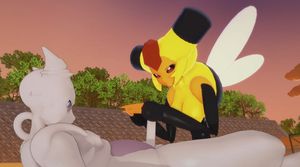 Pokemon - Vespiquen jerks Mewtwo - 3D Hentai